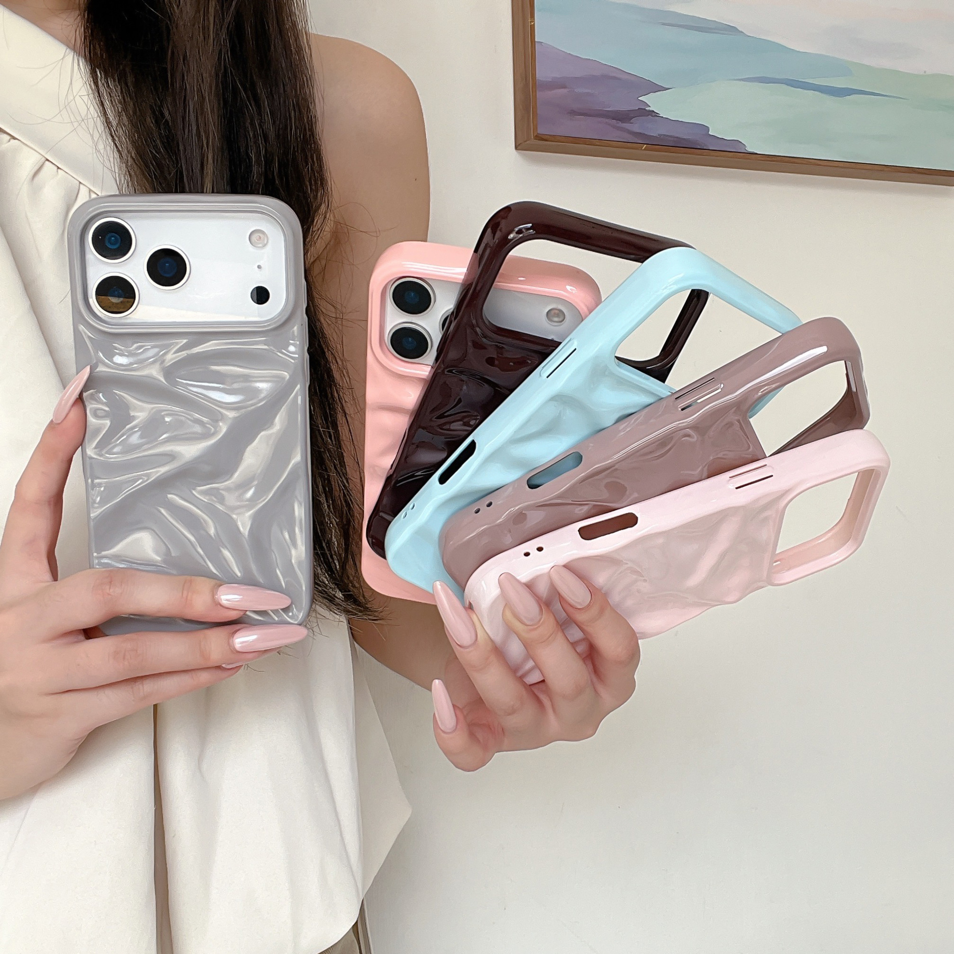 Simple Solid Color Pleated Soft Shell - Image 5
