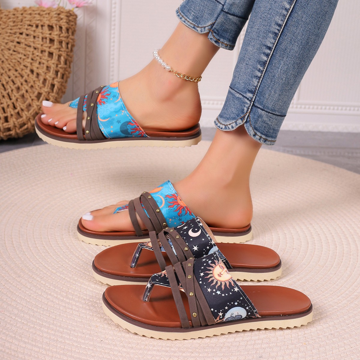 European And American Fashion Plus Size Color Matching Flip-flops Beach Sandals Slippers