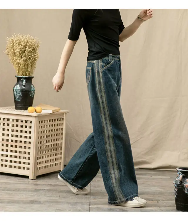 High Waist Loose Drooping Straight Wide Leg Women Qq1338 2Xl - Shop at LoveMi