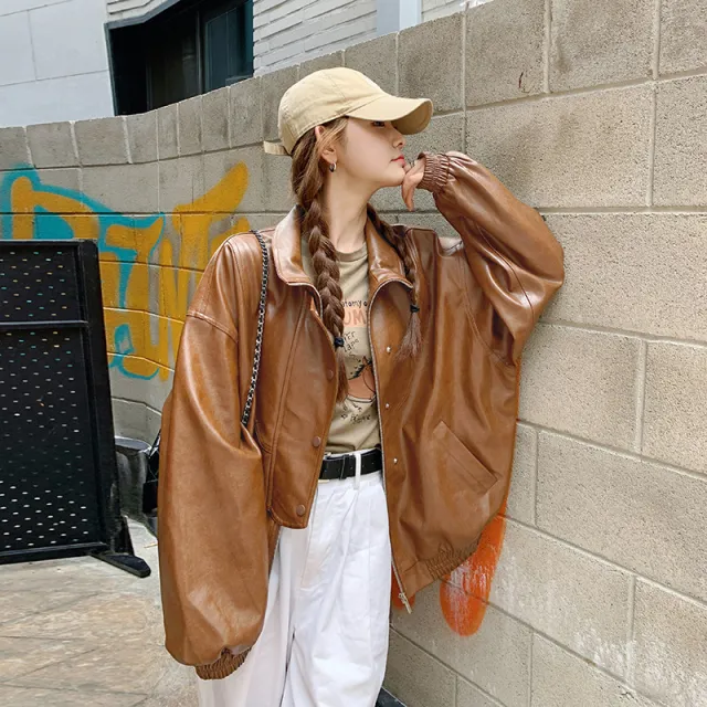 High grade Casual Leather Jacket Motorcycle Clothing Brown - Shop at LoveMi