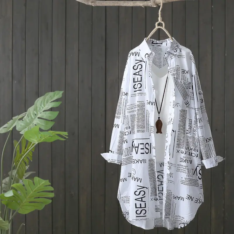 Casual Loose Wide Striped Collar Sun Protection Clothing Long Shirt
