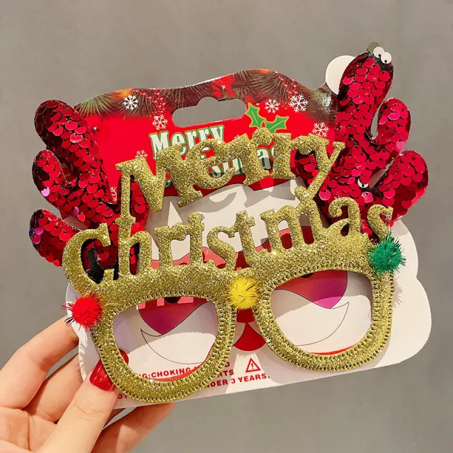 Christmas Elk Glasses Frame Dress Up Couple Letter Sequined Antlers - Shop at LoveMi