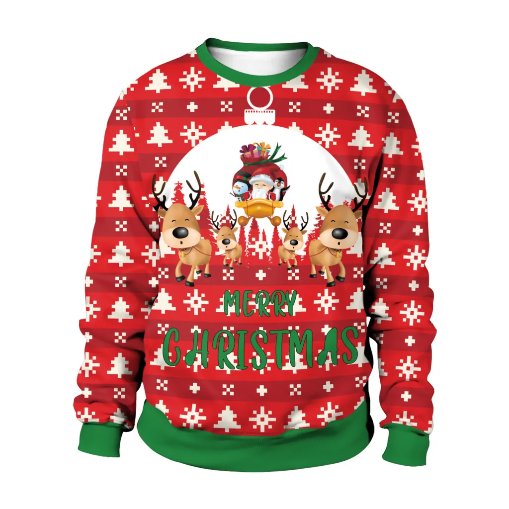European And American Christmas Christmas Men's And Women's Same 3D Printed Crew Neck Sweatshirt Top Couple Wear - Gm100803