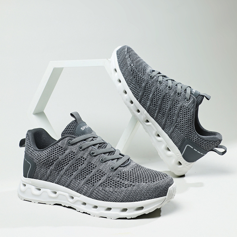 Lightweight Flyknit Mesh Men's Running Shoes - Large Size Casual Breathable Athletic Sneakers For Outdoor Summer Sports
