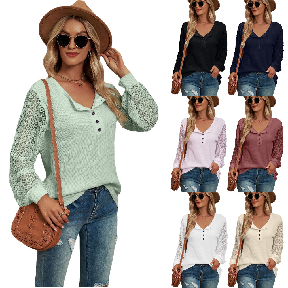Ladies New Waffle Lace Stitching Coat