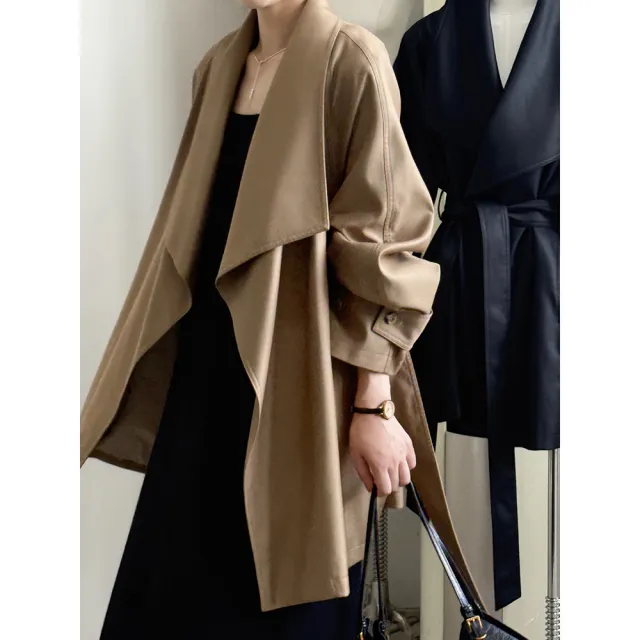 Women's Niche Loose Large Lapel Windbreaker Autumn Khaki - Shop at LoveMi