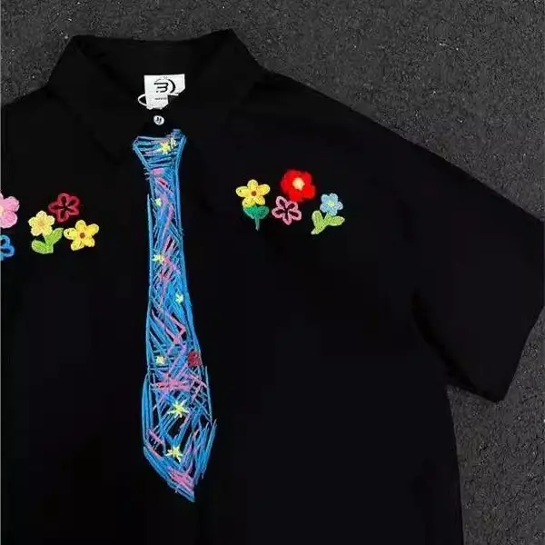 American-style Casual Crayon-graffiti Short-sleeve Shirt