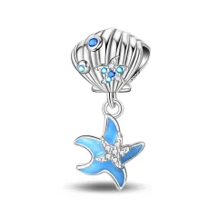 925 Sterling Silver Charm Ocean Starfish Crab Turtle Crystal Flower Bead Charm - Ocean Starfish Beads - View 1