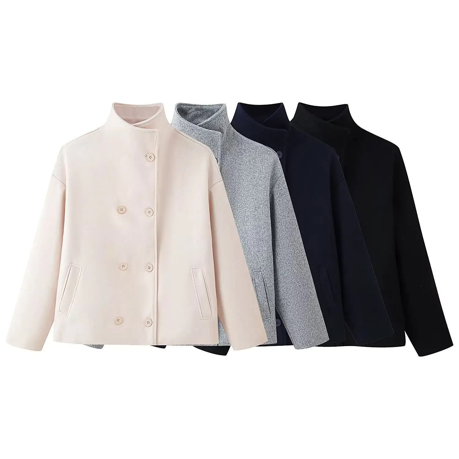 Womens Autumn Fashion Design Short Wool Coat