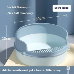Anti-splash Semi Closed Litter Box - Extra Large Sea Salt Blueberry - View 1
