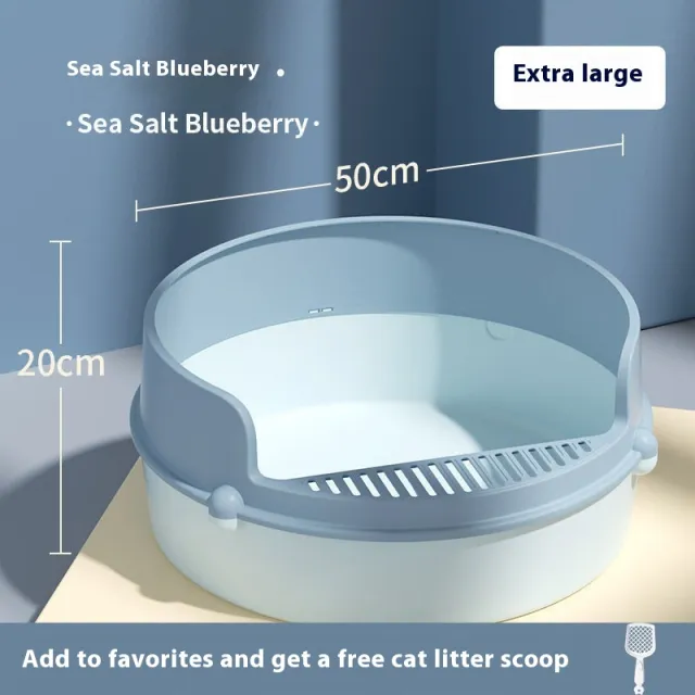 Anti splash Semi Closed Litter Box Extra Large Sea Salt Blueberry - Shop at LoveMi