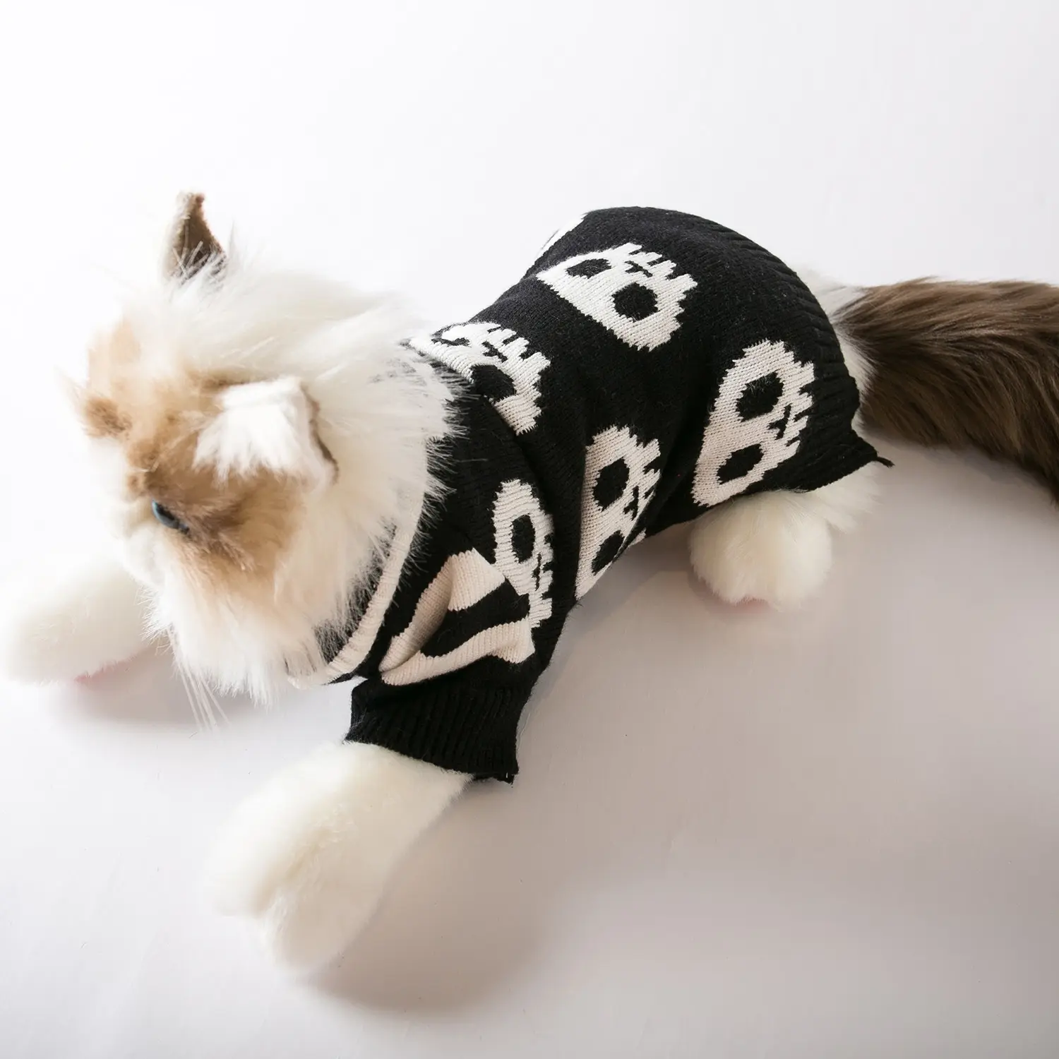 Pet Cat Sweater Halloween Skull Knitted Yarn
