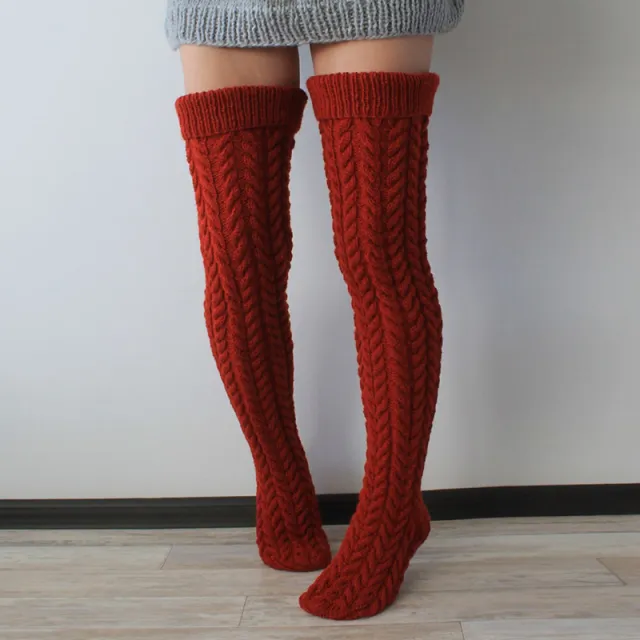 Autumn And Winter Twist Over The Knee Stockings Bunching Socks Women Red - Shop at LoveMi