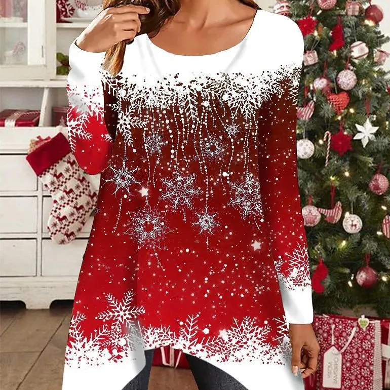 European And American New Women's Clothes Summer Snowflake Dress - Red