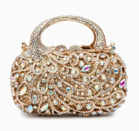 Diamond Evening Bag Rhinestone Clutch - Gold