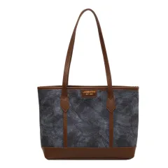 All-match One-shoulder Denim Tote Bag - Blue - View 1