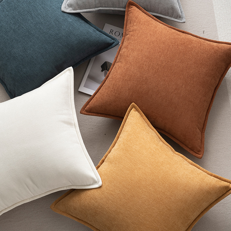 High-end Chenille Throw Pillow Living Room Sofa Cushion Plush Fabric Bolster