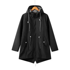 Women's Lightweight Spring And Autumn Outdoor Windbreaker Coat - Black - View 1