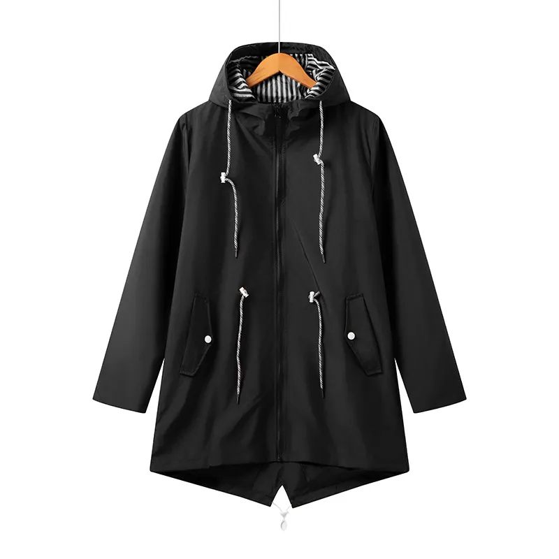 Women's Lightweight Spring And Autumn Outdoor Windbreaker Coat - Black