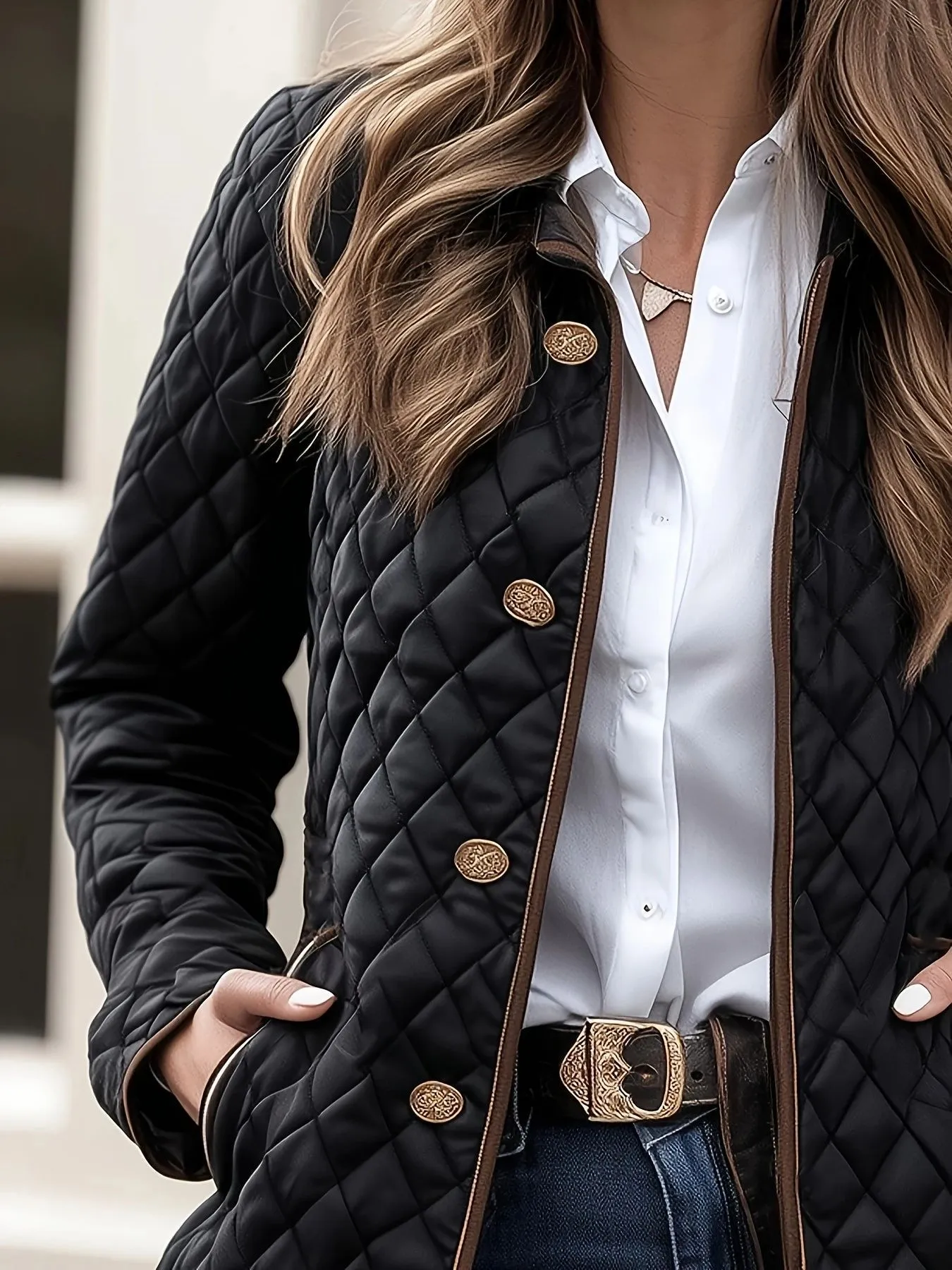 Women's Diamond Quilted Jacket with Contrast Trim | Luxe Clothing Women's Diamond Quilted Jacket with Contrast Trim 213ac5f6 548b 4c23 8d31 5a9a17d59e23