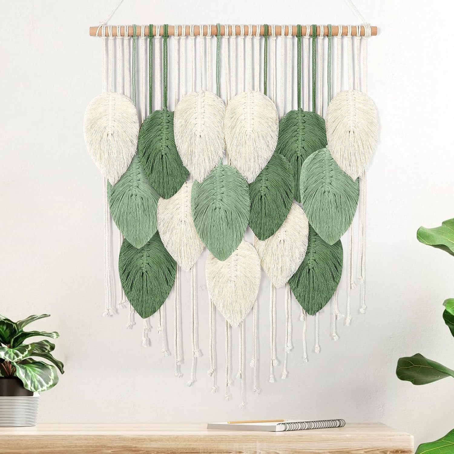 Handwoven Leaf Tassel Wall Hanging, picture 11 of 12