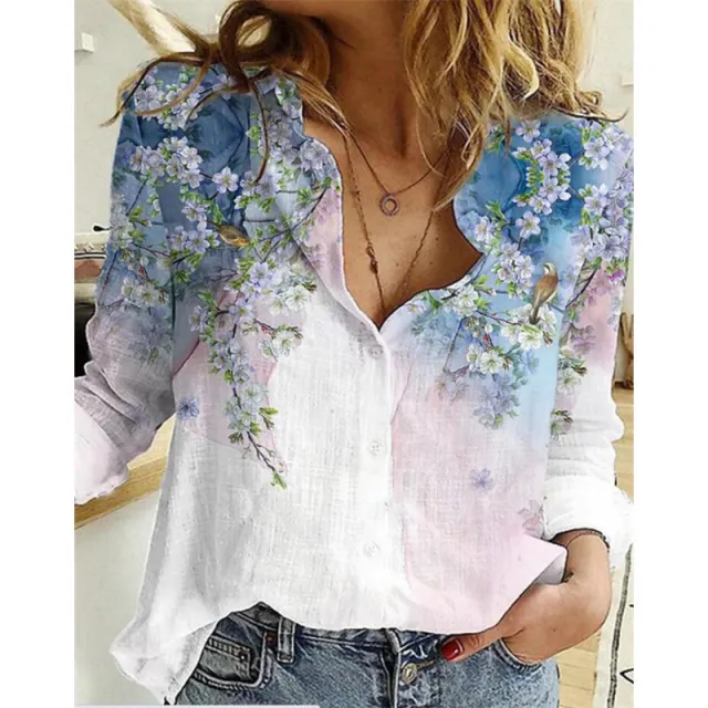 Women's Long Sleeve Lapel Geometric Print Fashion Casual Cardigan Sf5732 - Shop at LoveMi