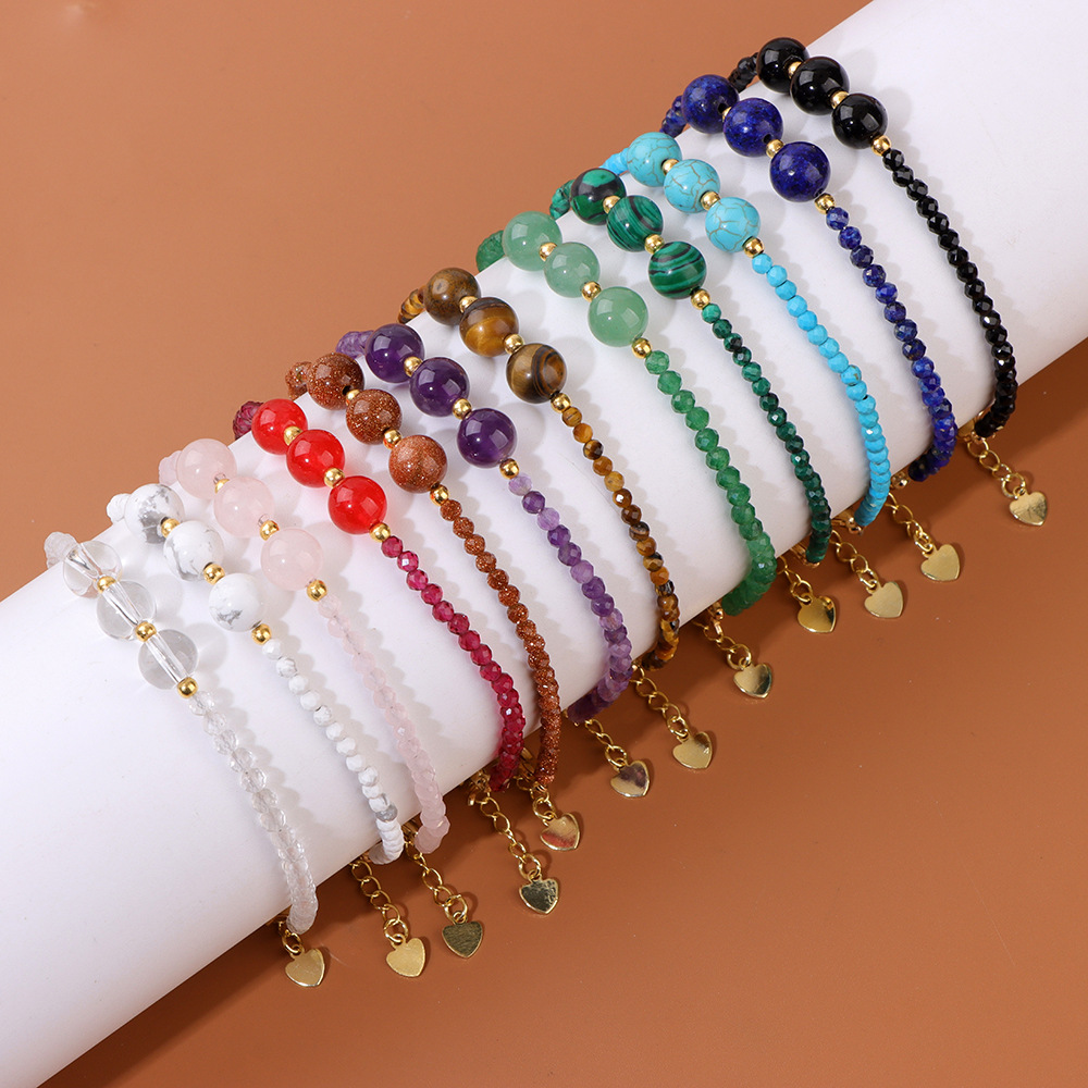 Natural Crystal Bead Bracelet With Lobster Clasp For Women