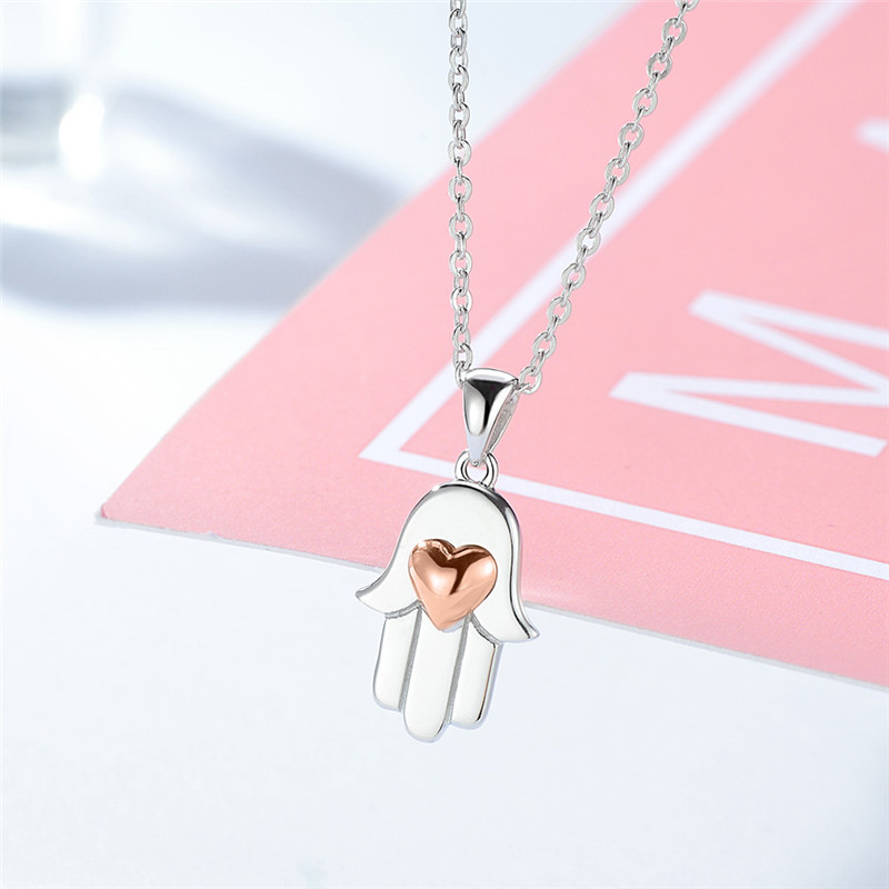 Women's Fashion S925 Pure Silver Hand Of God Pendant Necklace