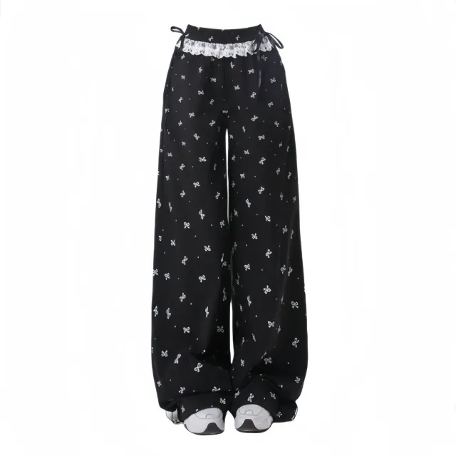 Casual Pants Women's Autumn Retro Lace Black - Shop at LoveMi