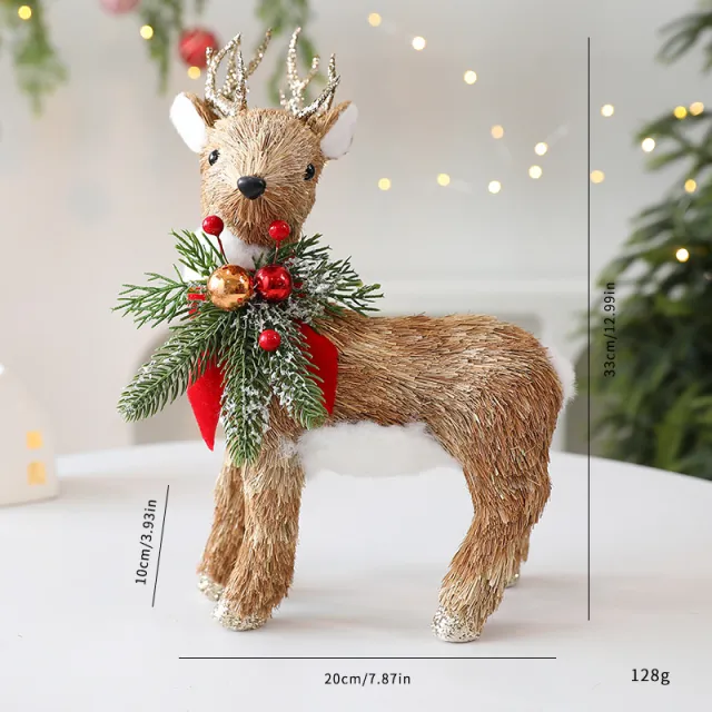 Straw Christmas Elk Squirrel Ornaments Christmas Scene Layout Deer - Shop at LoveMi
