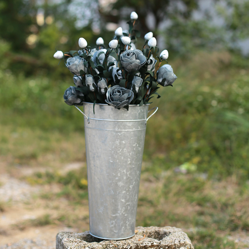 Metal Decorative Bucket Vase, picture 3 of 3