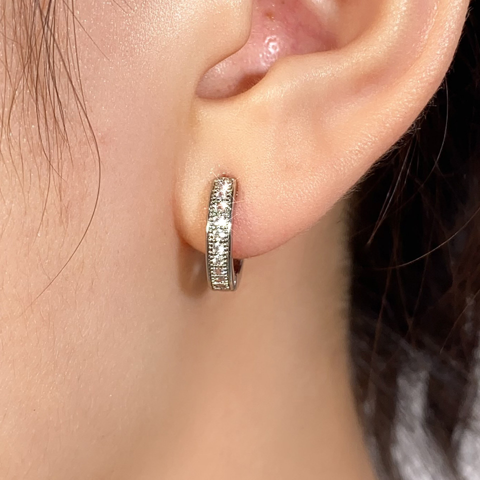 Earrings Women's Fashion Copper Micro Inlay Gold And Silver Zircon