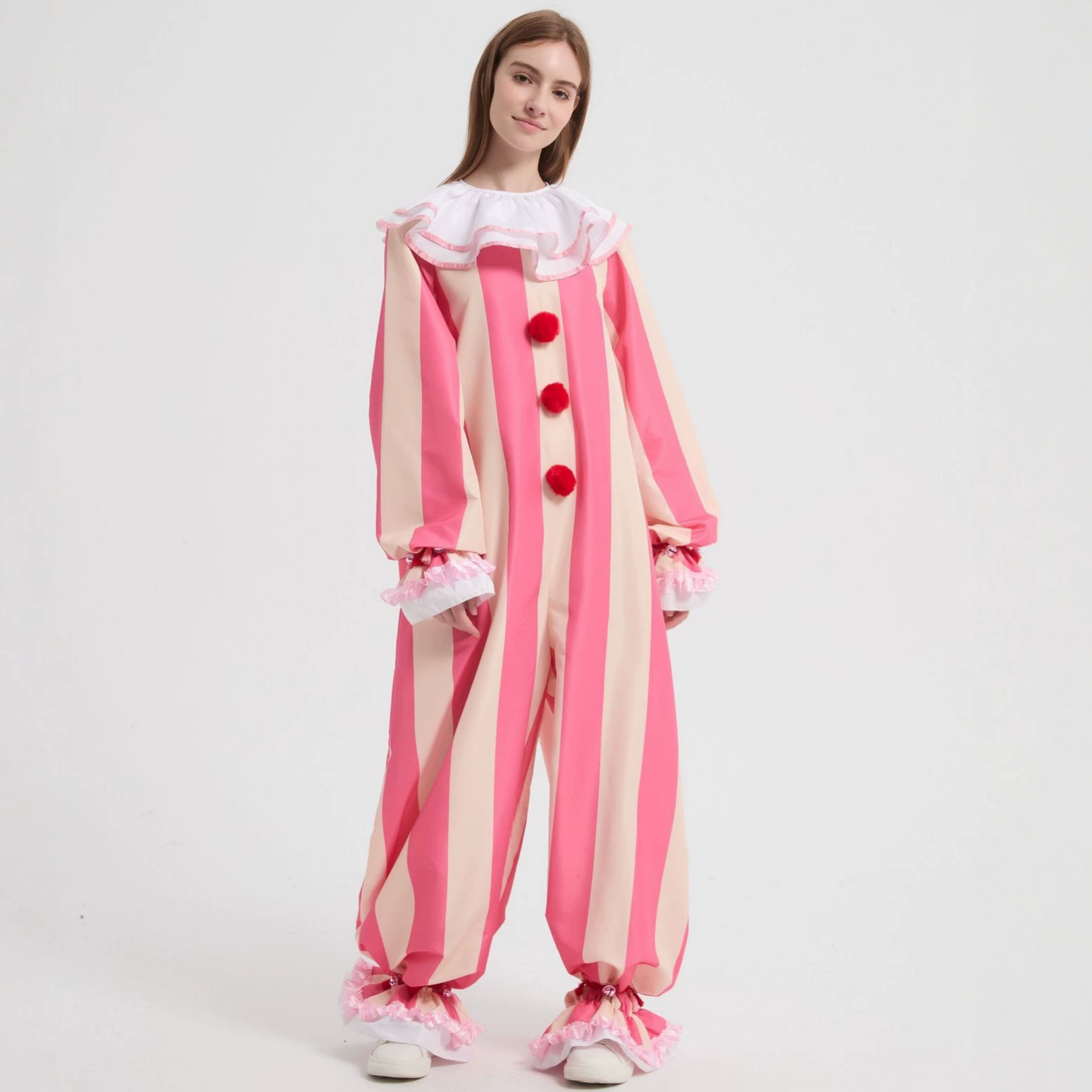 Halloween Womens Striped Clown Jumpsuit Party Outfit