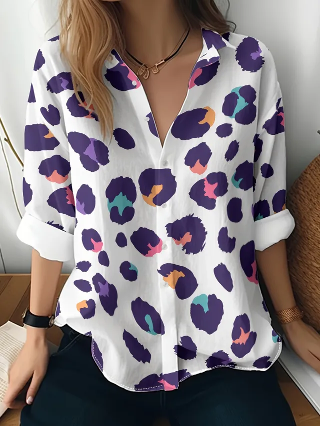 Women's 3D Printed Floral Pattern Long sleeved Shirt Wg18Jl20250707Y89 - Shop at LoveMi