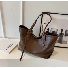 Western Style One Shoulder Commuter Bag Fashion Large Capacity Totes - Coffee - View 1