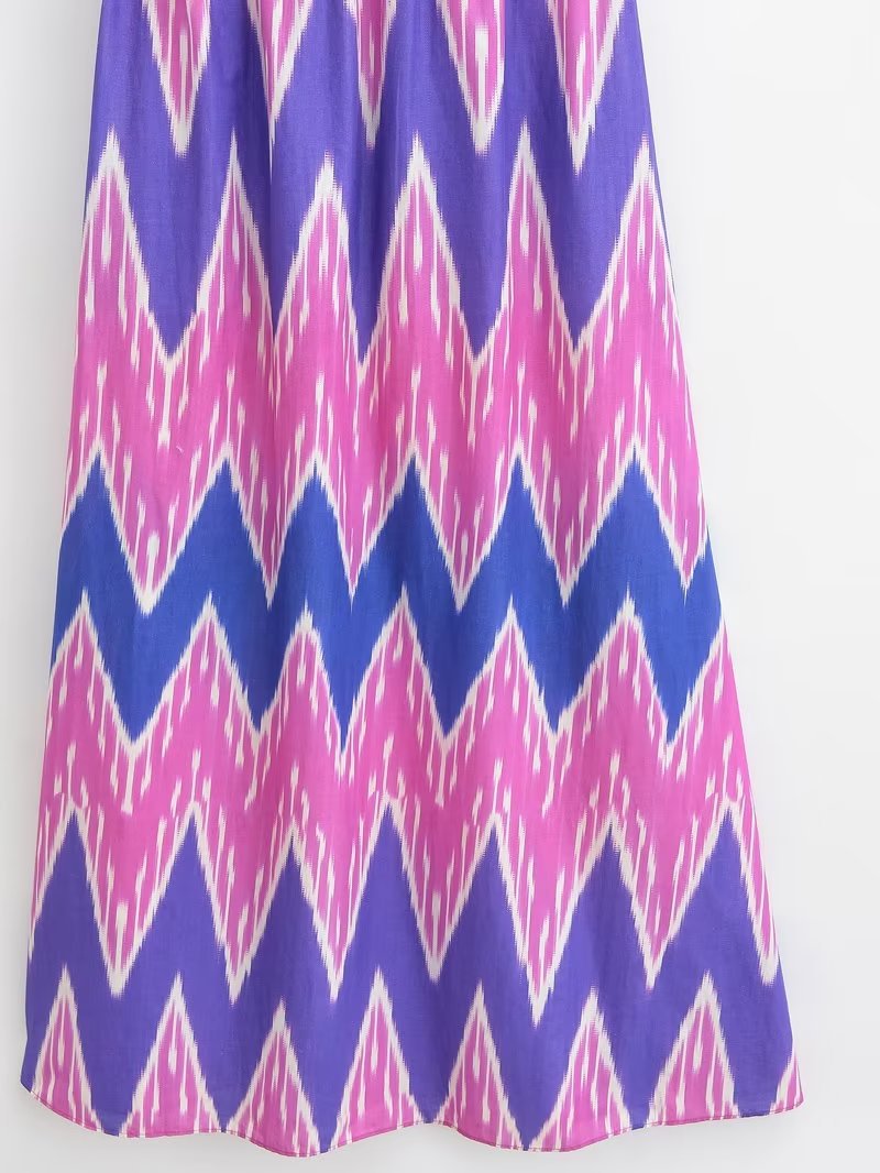 European And American Fashion Women's Wear Positioning Printing Tube Top Mid-length Dress