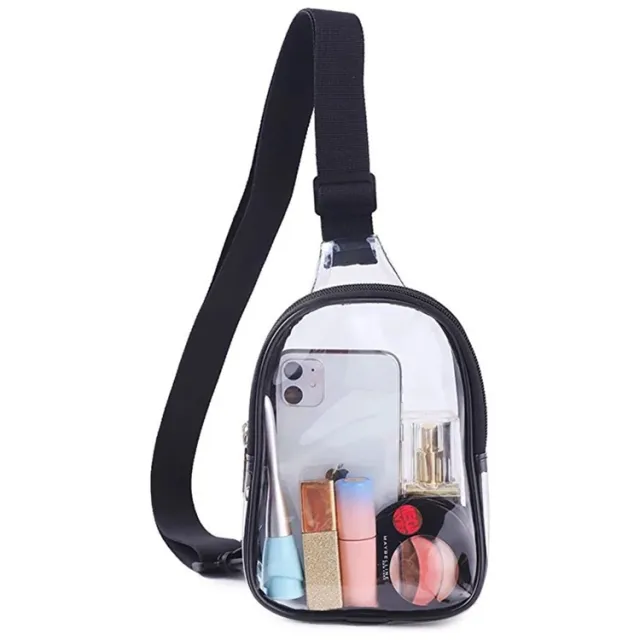 Pvc Transparent Chest Mini Travel Crossbody Waterproof Sports Bag Black - Shop at LoveMi