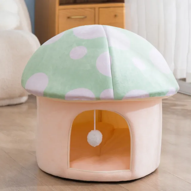 Cartoon Mushroom Removable And Washable Soft Pet Bed Green - Shop at LoveMi