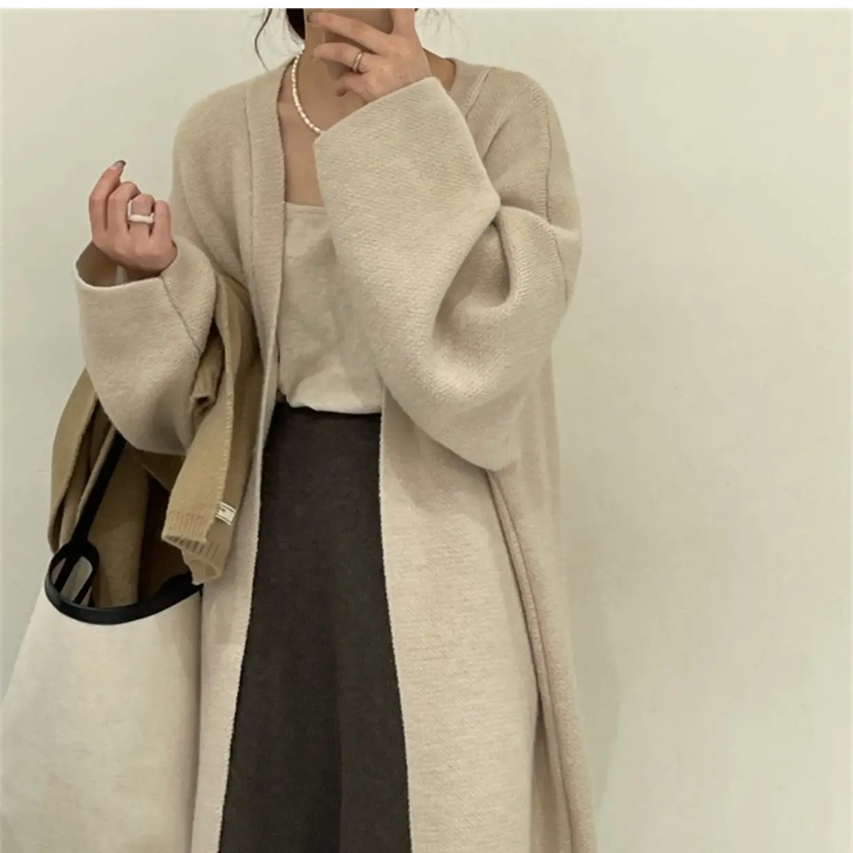Idle Style Mid-length Sweater Cardigan Coat Women