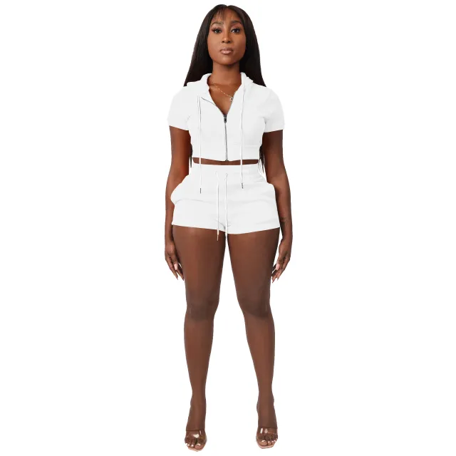 Top Hoodie Two piece Set Suit White - Shop at LoveMi