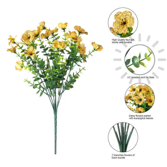 Artificial Outdoor UV proof Decorative Simulation Green Plant Plastic Flowers Yellow - Shop at LoveMi