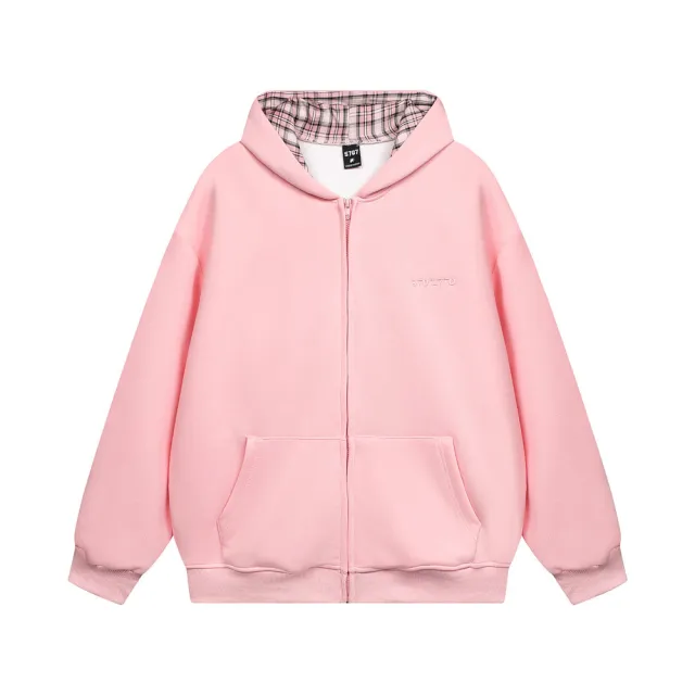 Loose Versatile Zipper Sweater Men's European And American Pink - Shop at LoveMi