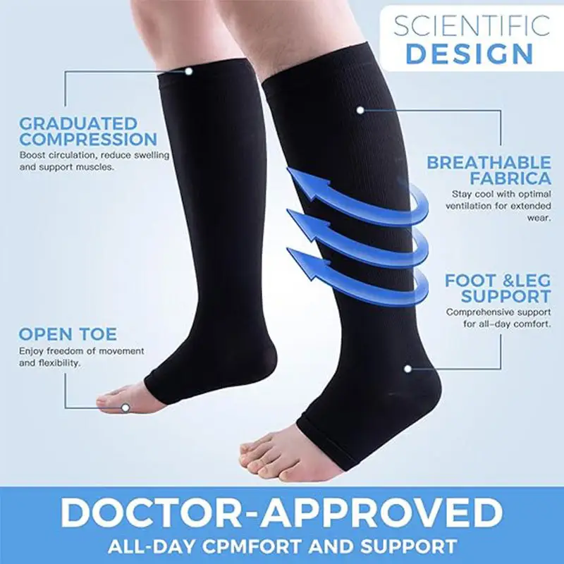 Zippered Compression Socks Open-toe