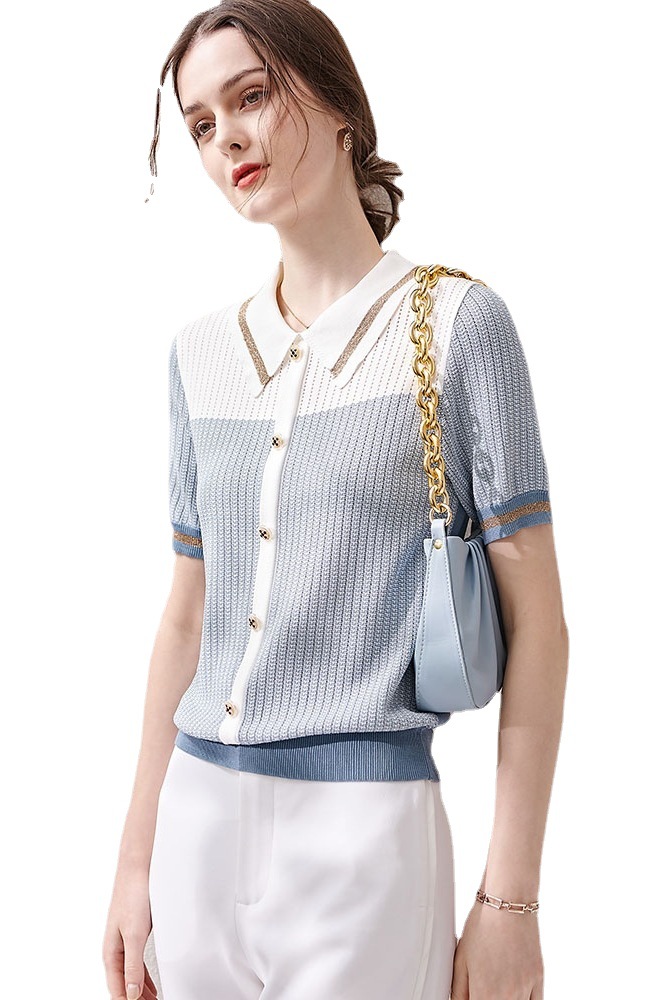 New Fashionable Stylish Slimming Color Matching Sweater