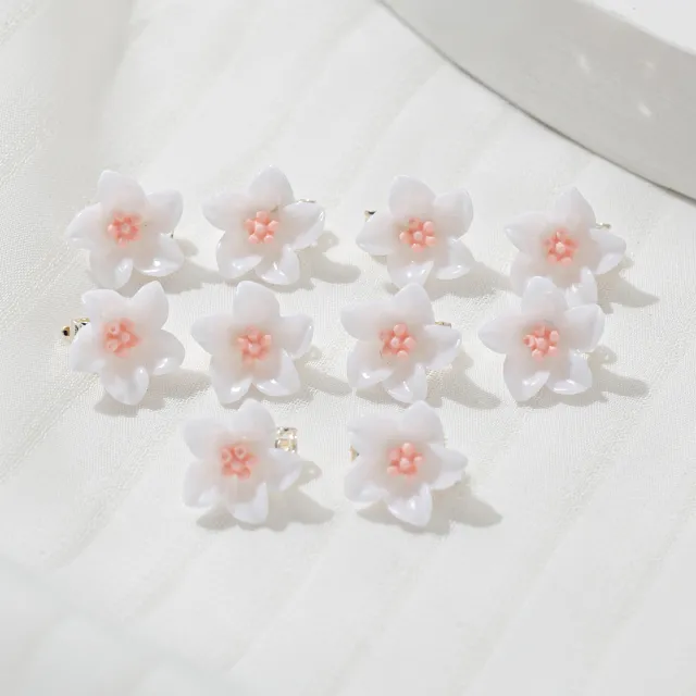Rhinestone Updo Small Hairclip Bang Clip Barrette Pearl Flower Hair Accessories 10Pc Petunia Pink - Shop at LoveMi