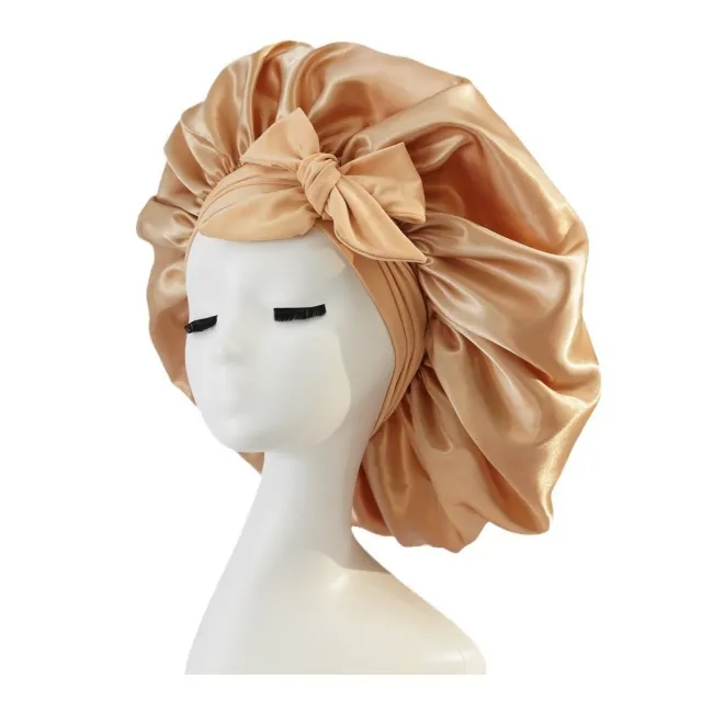 Satin Ribbon Round Bow Elastic Nightcap Rose Gold - Shop at LoveMi