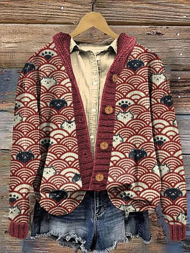 3D Digital Printing Cardigan Knitted Coat Imitation Sweaters Women's Clothing 2 Style - Shop at LoveMi