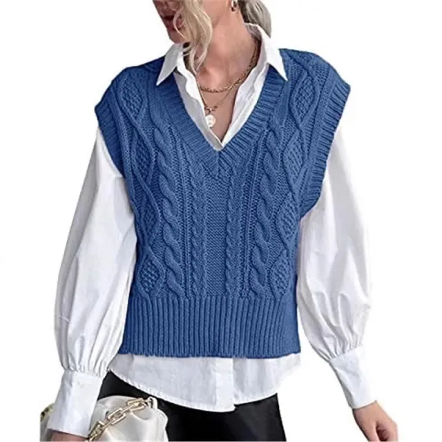 Vest Knitted Retro College Style All matching Blue - Shop at LoveMi