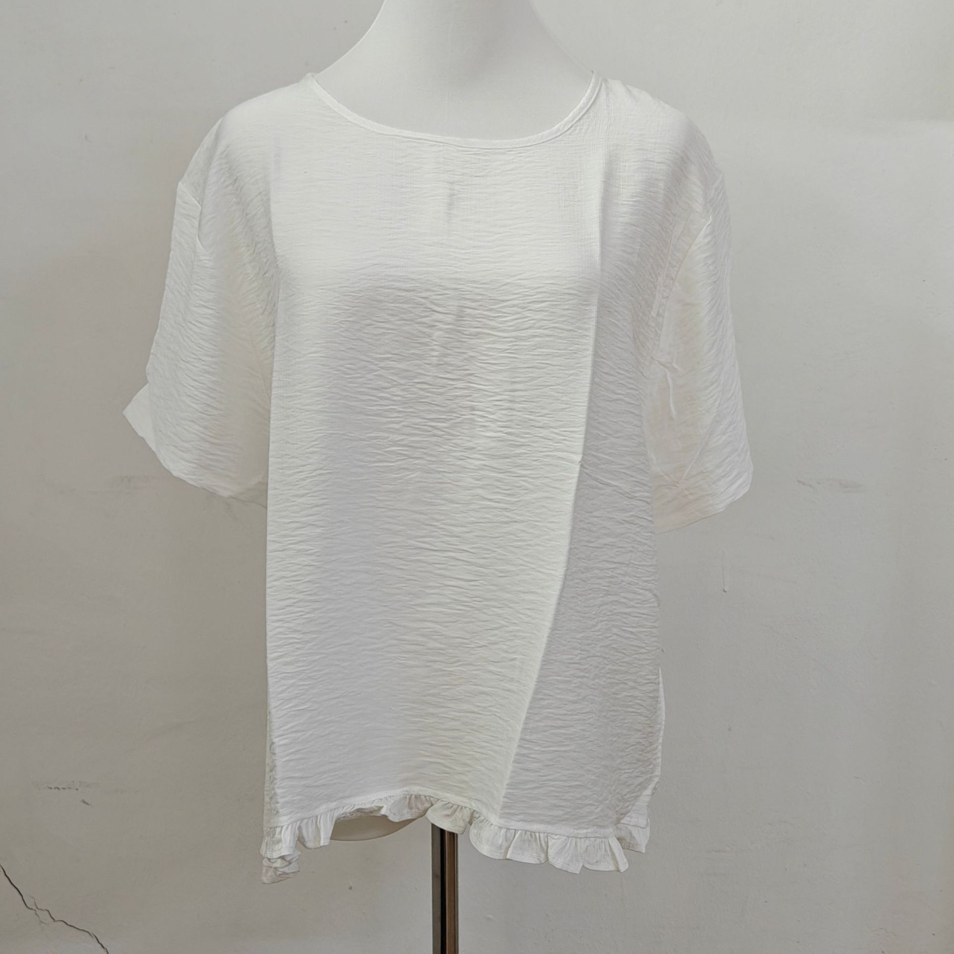 Retro Patchwork Cotton Short-Sleeve Shirt with Hollow-Back