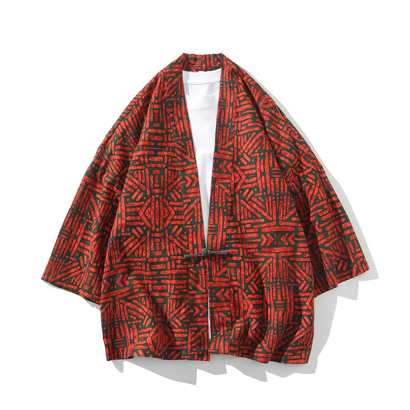 Tang-style Hanfu Three-quarter Sleeve Shirt Men's Spring